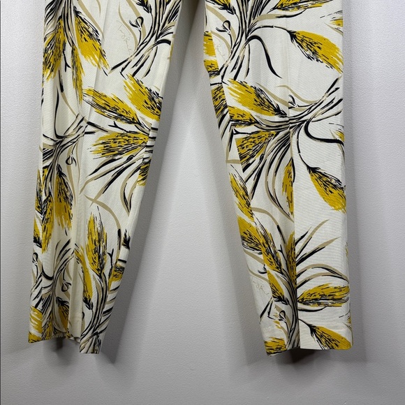 Tory Burch Cream and Yellow Botanical Straight Leg Pants Women's Size 4 - Picture 5 of 8